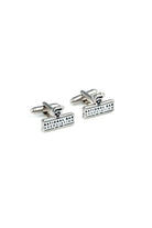 Silver cufflinks with 'National Bar Association' text on a white background